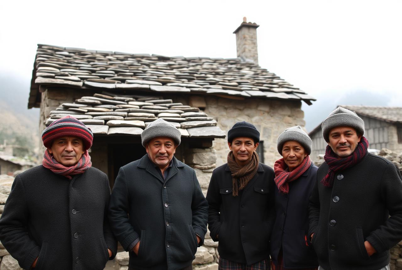 Hill villagers in traditional attire